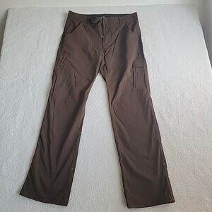 prAna Breathe Hiking Pants Mens Brown Large 34 Belted Cargo Camping